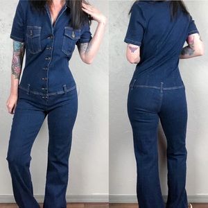 Vintage 1980s Stretch Denim Jumpsuit